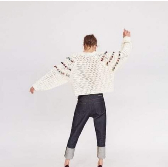 ZARA Knit Chunky Pom Pom Sweater - Picture 2 of 6